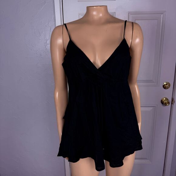Vintage Y2k Guess Tank Top Shirt Babydoll Cotton Embroidered Large Boho T3-8 - Picture 1 of 6